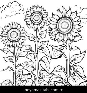 Çiçek boyama sayfası, Flower coloring page, , 