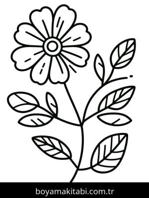 Çiçek boyama sayfası – çizgi film temalı, basit çizim