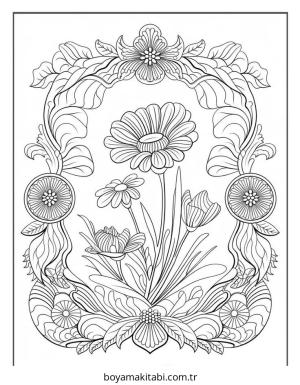 Çiçek boyama sayfası – çocuk aktivitesi, PDF indir
