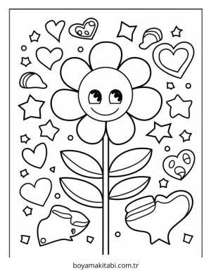 Çiçek boyama sayfası – boyama çalışması, yaratıcılığı geliştirir