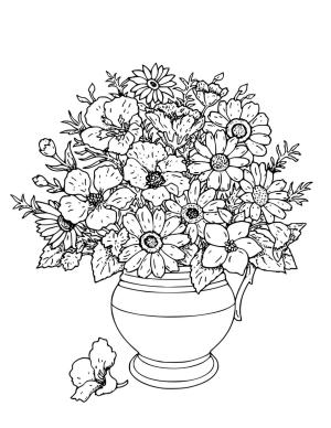 Çiçek boyama sayfası, Flower coloring page, Normal Saksıyı, 