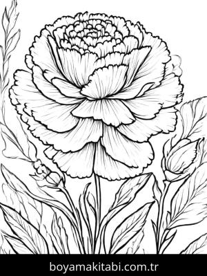 Çiçek boyama sayfası, Flower coloring page, , 