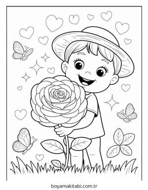 Çiçek boyama sayfası – el becerilerini geliştirir, boyama çalışması