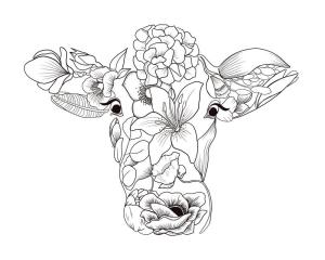 Çiçek boyama sayfası, Flower coloring page, Çiçek İnek, 