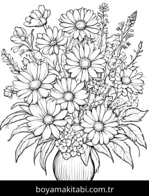 Çiçek boyama sayfası, Flower coloring page, , 