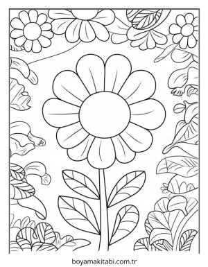 Çiçek boyama sayfası – renkli çizimler, okul öncesi