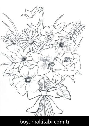 Çiçek boyama sayfası – evde etkinlik, ücretsiz yazdır