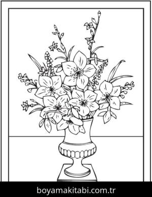 Çiçek boyama sayfası – renkli çizimler, okul öncesi