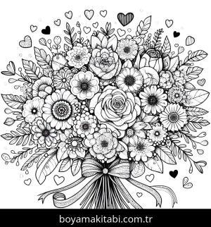 Çiçek boyama sayfası, Flower coloring page, , 