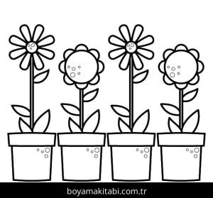 Çiçek boyama sayfası – boyama etkinliği, çocuk aktivitesi
