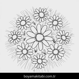 Çiçek boyama sayfası – el becerilerini geliştirir, boyama çalışması