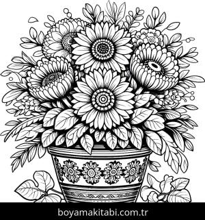 Çiçek boyama sayfası, Flower coloring page, , 