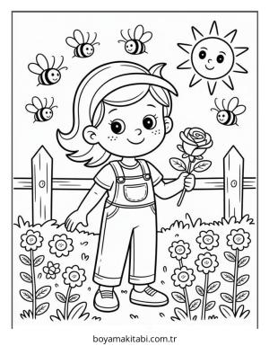 Çiçek boyama sayfası – boyama etkinliği, çocuk aktivitesi