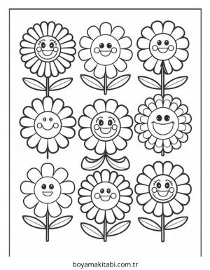Çiçek boyama sayfası – sanatsal çalışma, çocuklar için