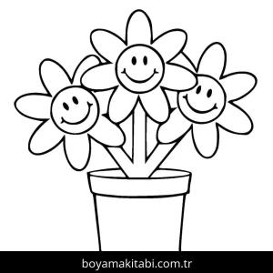 Çiçek boyama sayfası – çocuk aktivitesi, PDF indir