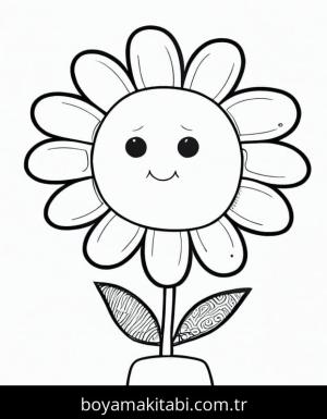Çiçek boyama sayfası – kolay boyama, eğitici aktivite