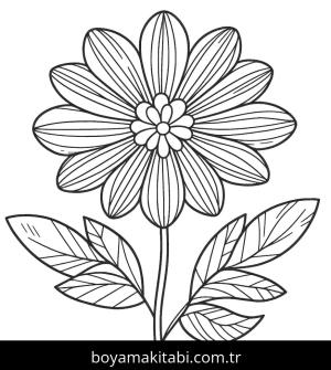 Çiçek boyama sayfası – PDF indir, sevimli karakter