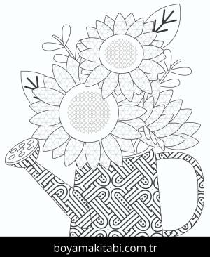 Çiçek boyama sayfası – el becerilerini geliştirir, boyama çalışması