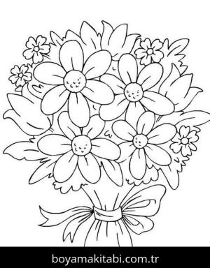 Çiçek boyama sayfası – çocuk aktivitesi, PDF indir