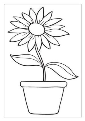 Çiçek boyama sayfası, Flower coloring page, , 