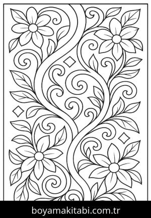 Çiçek boyama sayfası, Flower coloring page, , 
