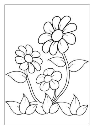 Çiçek boyama sayfası, Flower coloring page, , 