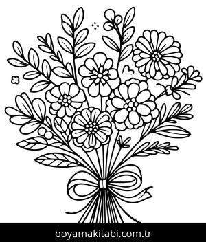 Çiçek boyama sayfası – keyifli zaman, renkli çizimler