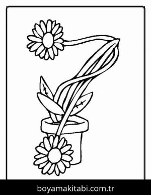 Çiçek boyama sayfası – PDF indir, sevimli karakter