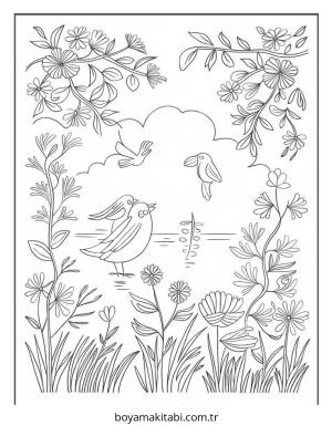 Çiçek boyama sayfası – yaratıcılık, eğlenceli etkinlik