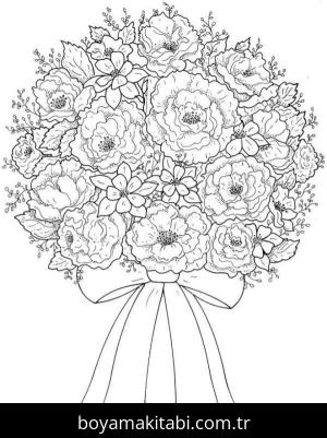 Çiçek boyama sayfası – basit çizim, kolay boyama