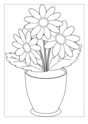 Çiçek boyama sayfası, Flower coloring page, , 