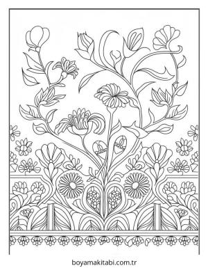 Çiçek boyama sayfası – evde etkinlik, ücretsiz yazdır