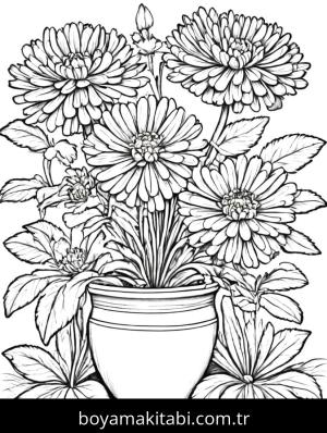 Çiçek boyama sayfası, Flower coloring page, , 