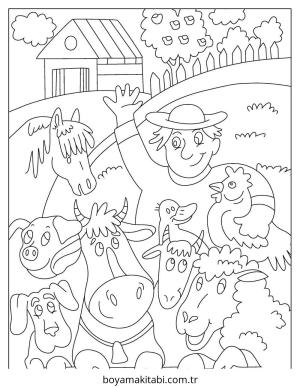 Çiftçi boyama sayfası – boyama etkinliği, çocuk aktivitesi
