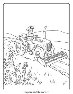 Çiftçi boyama sayfası – PDF indir, sevimli karakter