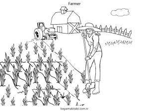 Çiftçi boyama sayfası – boyama çalışması, yaratıcılığı geliştirir