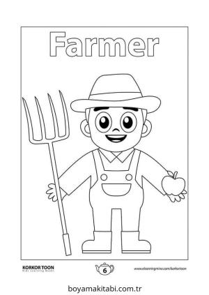 Çiftçi boyama sayfası – el becerilerini geliştirir, boyama çalışması