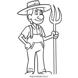 Çiftçi boyama sayfası – sevimli karakter, sanatsal çalışma