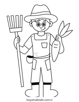 Çiftçi boyama sayfası – eğitici aktivite, yaratıcılık