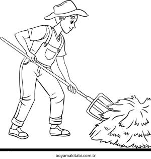 Çiftçi boyama sayfası – renkli çizimler, okul öncesi