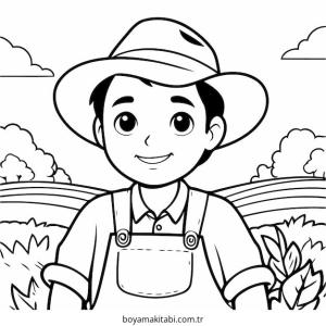 Çiftçi boyama sayfası – boyama çalışması, yaratıcılığı geliştirir