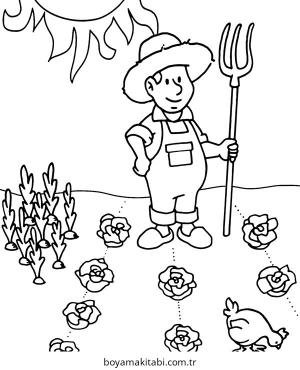 Çiftçi boyama sayfası – yaratıcılığı geliştirir, keyifli zaman
