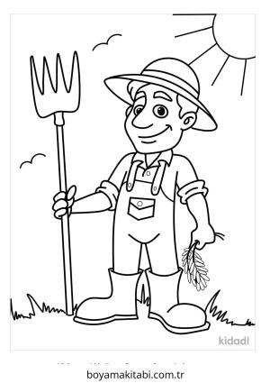 Çiftçi boyama sayfası – sanatsal çalışma, çocuklar için