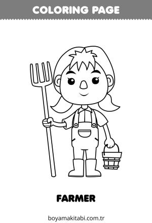 Çiftçi boyama sayfası – basit çizim, kolay boyama