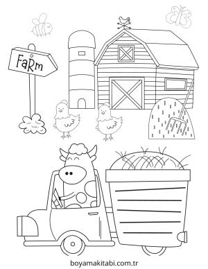 Çiftçi boyama sayfası – çocuk aktivitesi, PDF indir