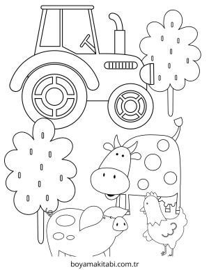 Çiftlik Hayvanları boyama sayfası – renkli çizimler, okul öncesi