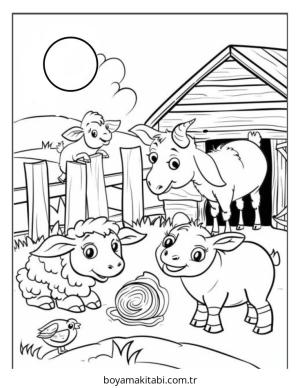 Çiftlik Hayvanları boyama sayfası – sevimli karakter, sanatsal çalışma