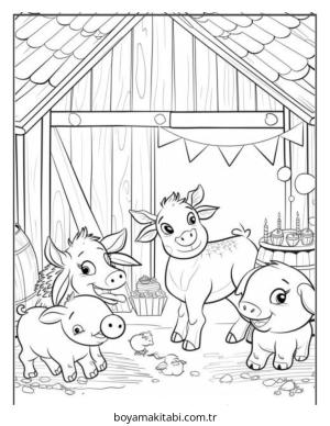 Çiftlik Hayvanları boyama sayfası – okul öncesi, evde etkinlik