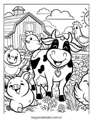 Çiftlik Hayvanları boyama sayfası – çocuk aktivitesi, PDF indir