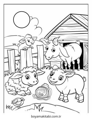 Çiftlik Hayvanları boyama sayfası – çocuklar için, çizgi film temalı